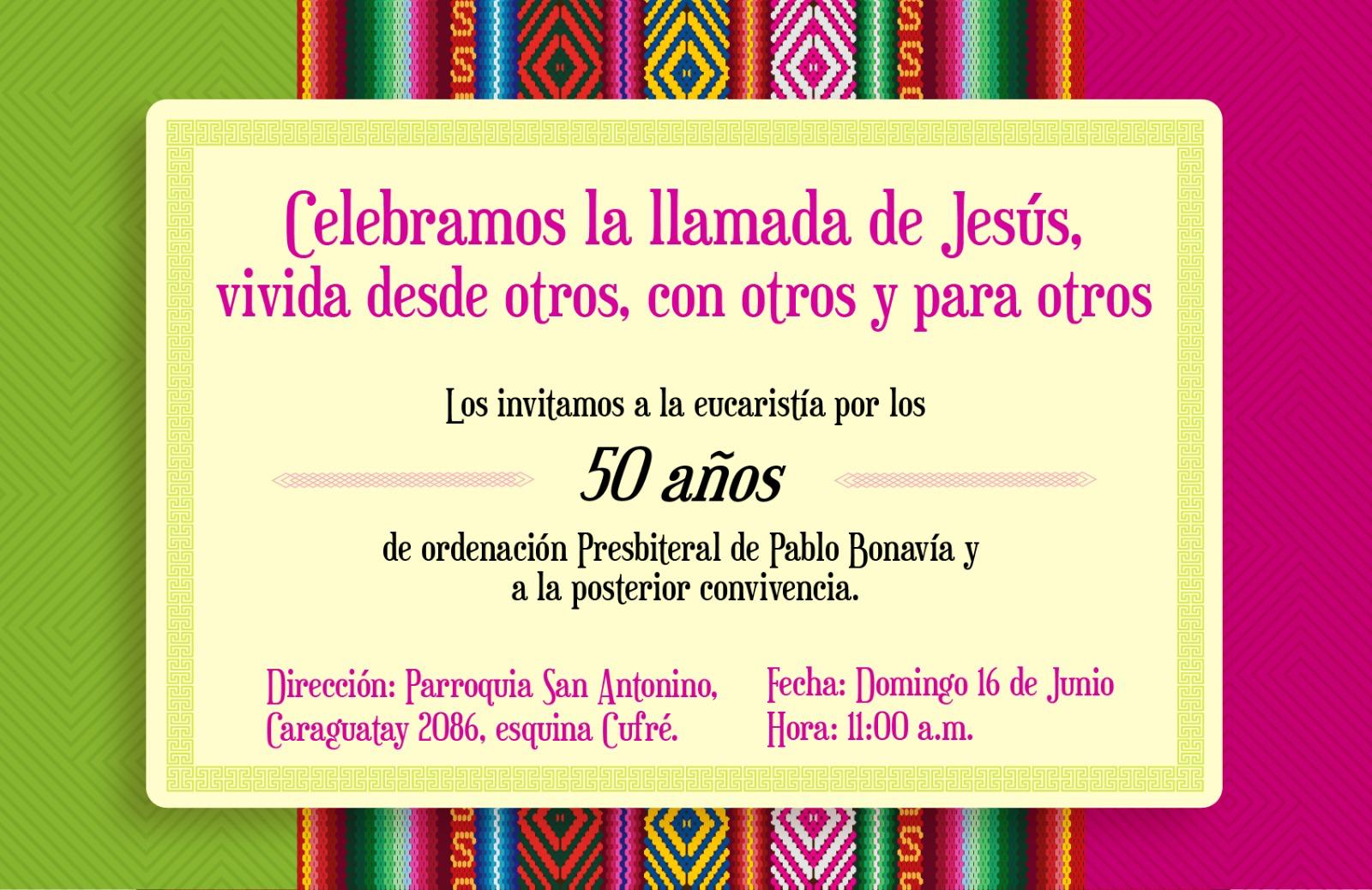 50 años de ordenación Presbiteral de Pablo Bonavía